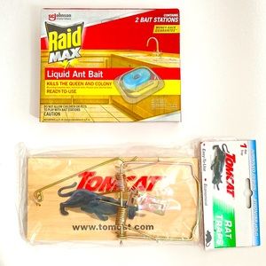 NEW Set of Home Essentials- 2 Liquid Ant Bait + 1 Reusable Tomcat Rat Mouse Trap